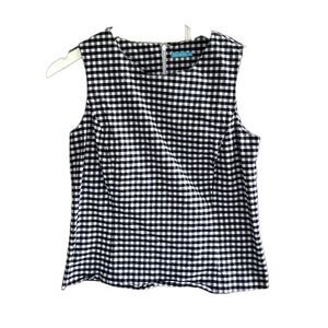 J McLaughlin Gingham Crop Top Sleeveless Womens Small 6 July 4th Navy Blue White